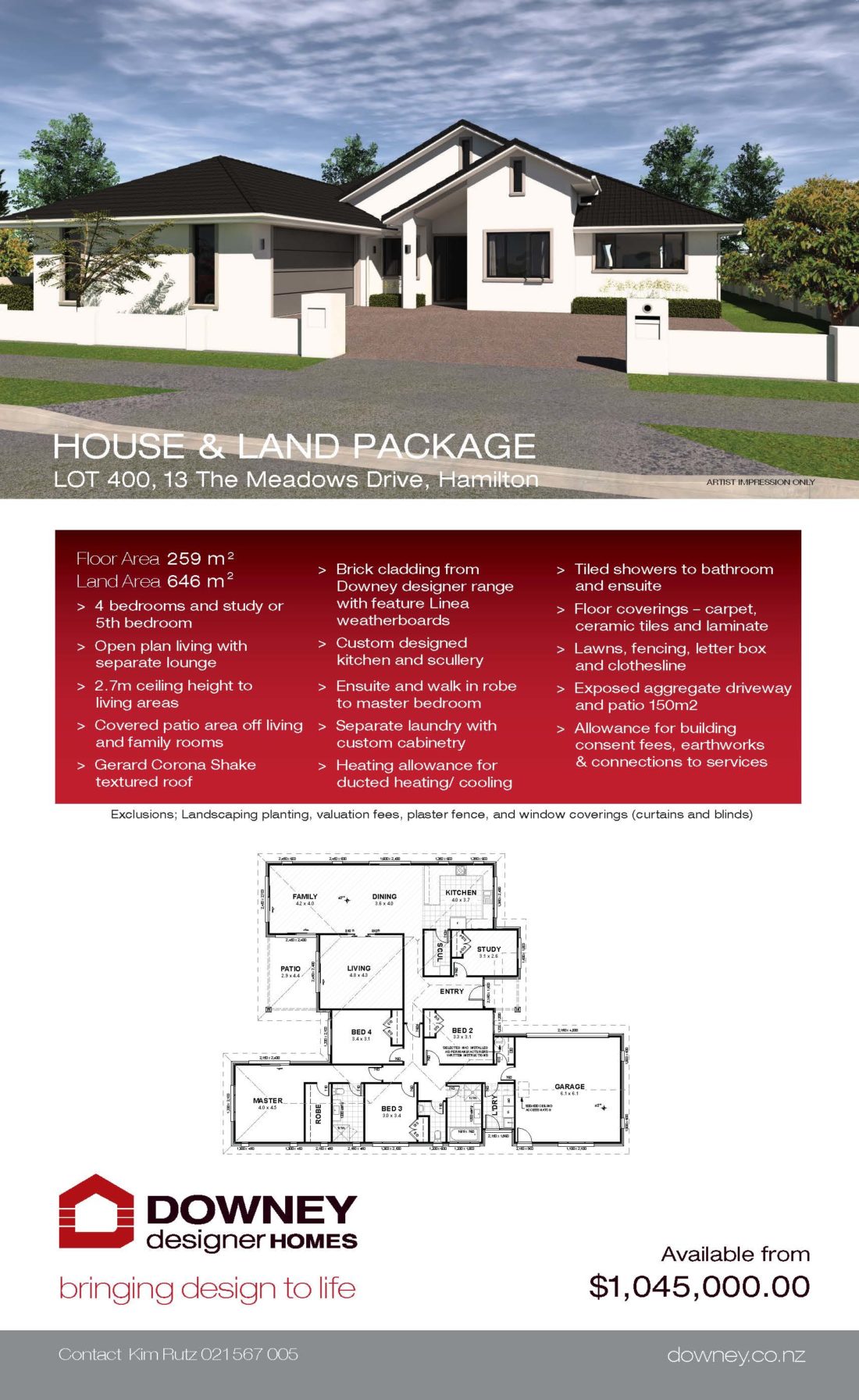 House and Land Package Lot 400 flyer 180w x 297h Downey Designer Homes